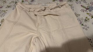 Zara Jeans Bootcut Tiro Alto Beige