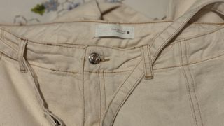 Zara Jeans Bootcut Tiro Alto Beige