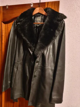 Abrigo Piel Mango Talla M Negro