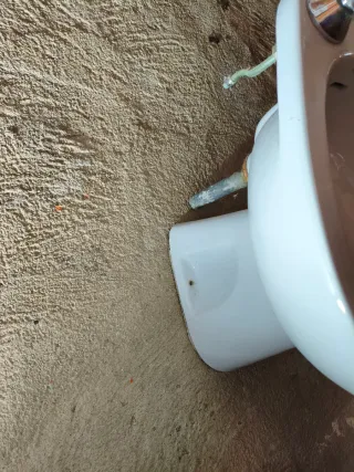 Bidé de cerámica blanco y metal