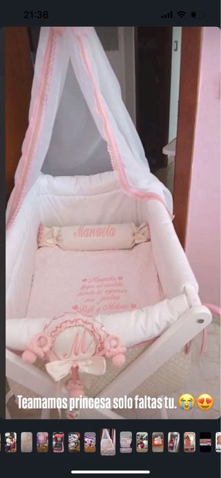 Minicuna del corte inglés , blanca y rosa