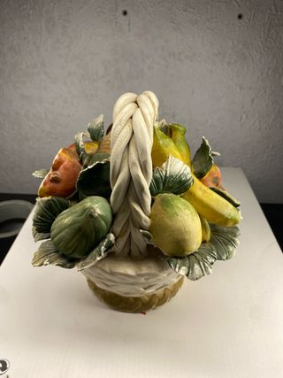 Cesta Cerámica Italiana Vintage Frutas