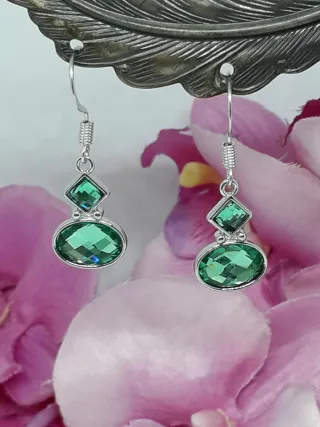 Pendientes  con Cristal Verde