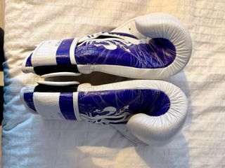 Guantes Boxeo Leone Piel 12oz Azul/Blanco