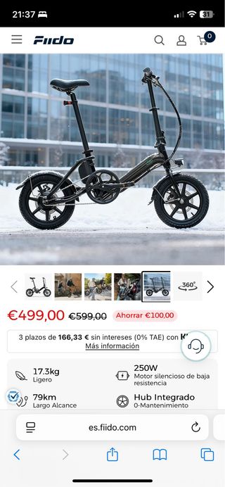 Bicicleta Eléctrica Fiido Negra