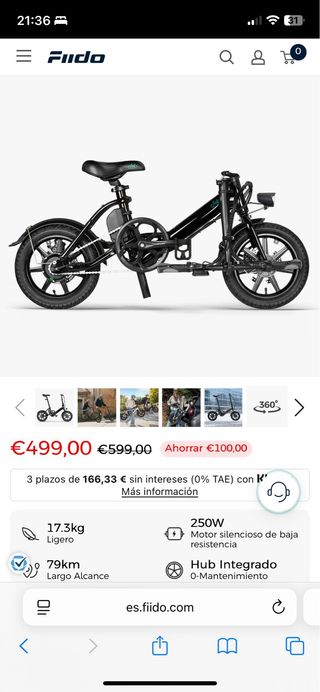 Bicicleta Eléctrica Fiido Negra
