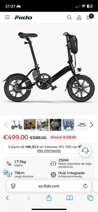 Bicicleta Eléctrica Fiido Negra