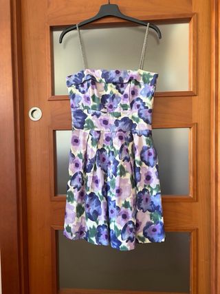 Vestido floral lila y verde