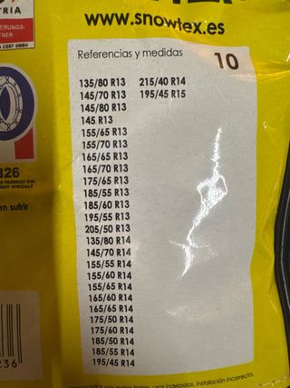 Cadenas textiles snowtex+. Nuevas. Cambio de coche