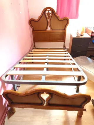 Cama individual madera + somier reforzado