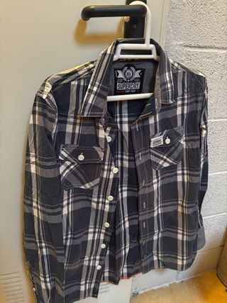Camisa Superdry cuadros blanco y negro