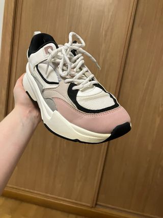 Zapatillas blancas y rosas talla 36