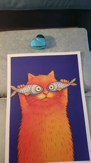 Poster Gatto con Pesci A3
