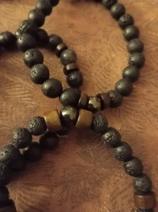 6 Pulseras Piedra Lava Tibetana