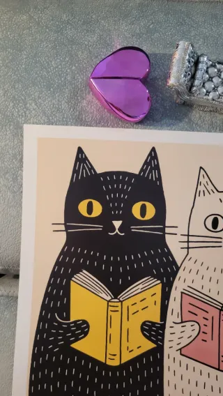 Poster A3 Gatti con Libri Carta Tipografica