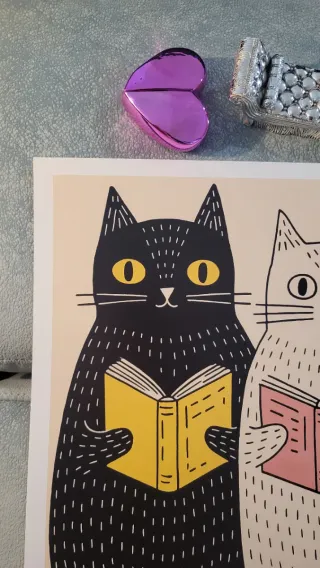 Poster A3 Gatti con Libri Carta Tipografica