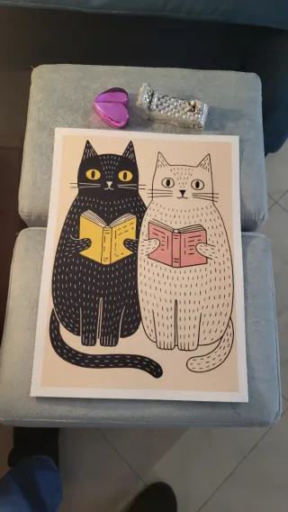 Poster A3 Gatti con Libri Carta Tipografica