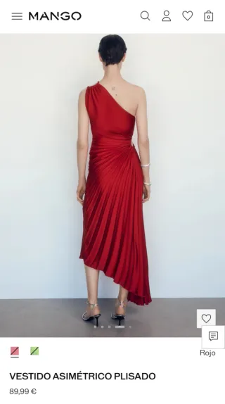 Vestido Mango Asimétrico Rojo Talla L