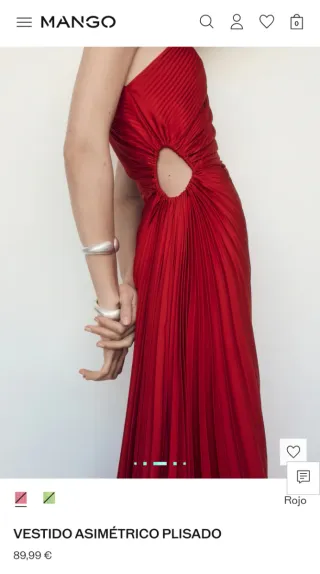 Vestido Mango Asimétrico Rojo Talla L