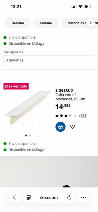 Cuña IKEA para 2 colchones 195 cm