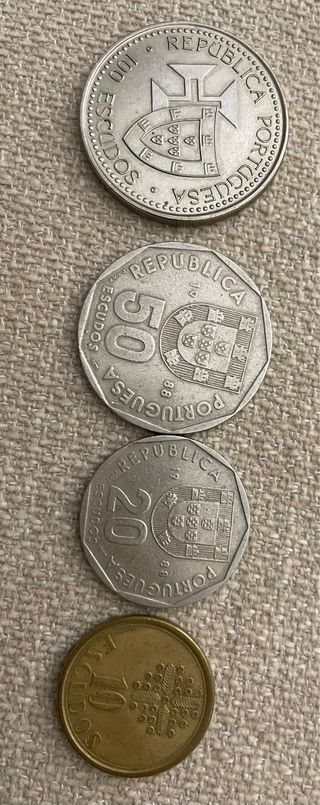 Monedas Portugal Escudos (100, 50, 20, 10)