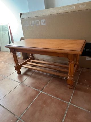 Mesa de centro madera maciza estilo rústico