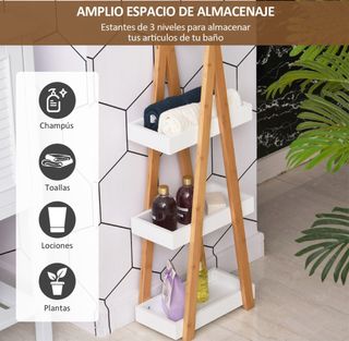 Estantería de bambú y madera