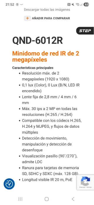Cámara IP Hanwha Techwin DOME