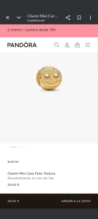 Conjunto Pandora Pulsera y Charm Dorado