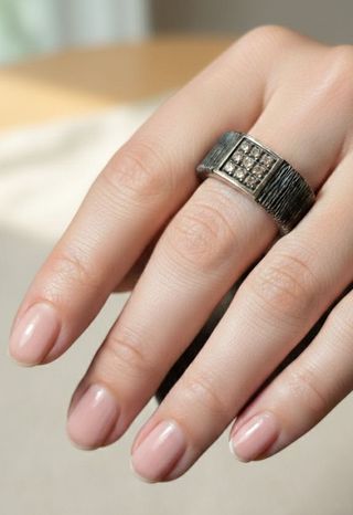 Anillo MONGE Joyeros Plata con 9 Diamantes Cognac