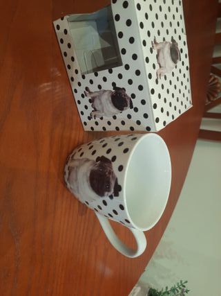 Taza MUG Pug Caja Cerámica Nueva