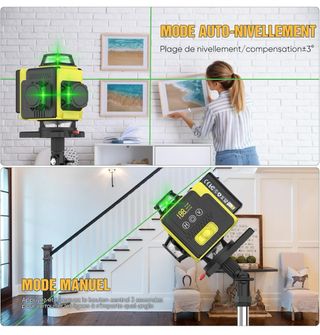 Nivel Láser 360° X 4 Verde Autonivelante