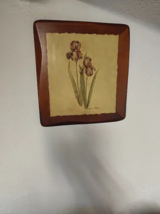 Cuadro de madera con flores de iris
