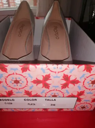 Zapatos de fiesta tacón 8 cm plateados