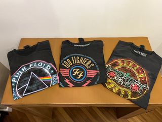 3 Maglie Amplified Tg S Pink Floyd, Foo Fighters,