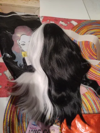 Peluca Bicolor Negra y Blanca