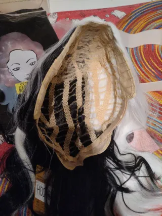 Peluca Bicolor Negra y Blanca
