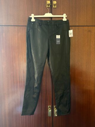 Pantalón Negro Cuero Vegano Talla 10 Americana