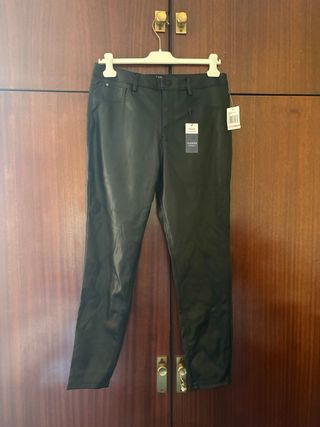 Pantalón Negro Cuero Vegano Talla 10 Americana