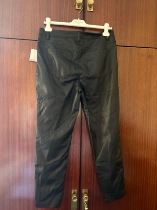 Pantalón Negro Cuero Vegano Talla 10 Americana