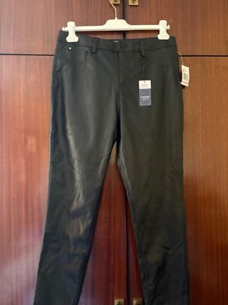 Pantalón Negro Cuero Vegano Talla 10 Americana