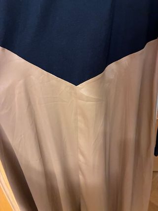 Vestido Zara Negro y Marrón Satén