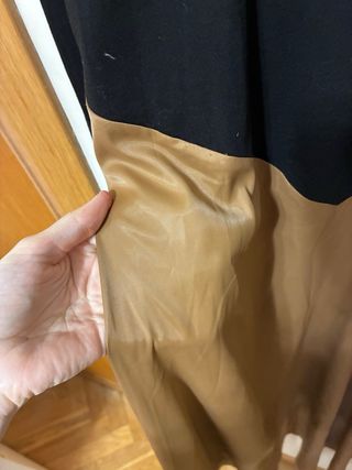 Vestido Zara Negro y Marrón Satén