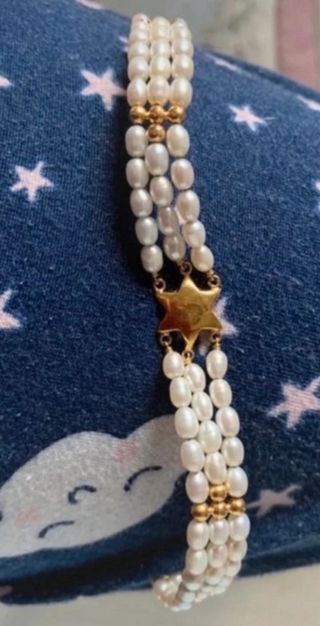 Pulsera oro y perlas con estrella