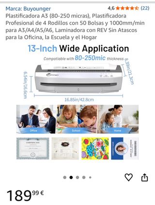 Plastificadora Buyounger A3 13 80-250 micras