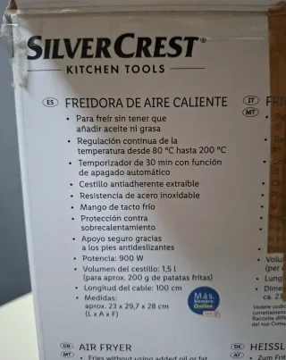Freidora de Aire Silvercrest 1.5L
