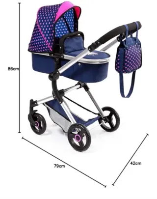 Carro de muñecas azul y rosa