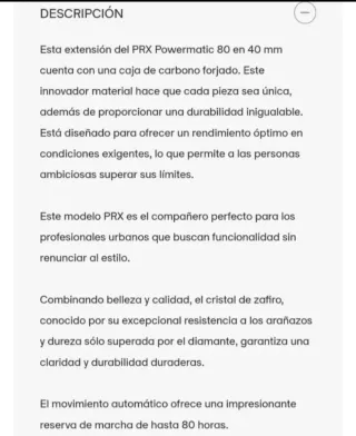 Reloj Tissot PRX Powermatic Carbono