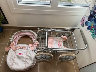 Carrito de muñecas vintage rosa