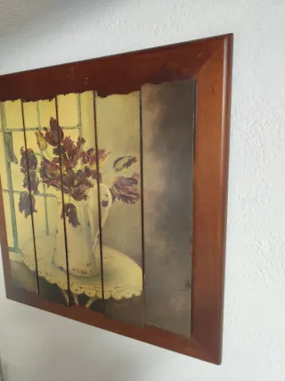 Cuadro de madera con flores
